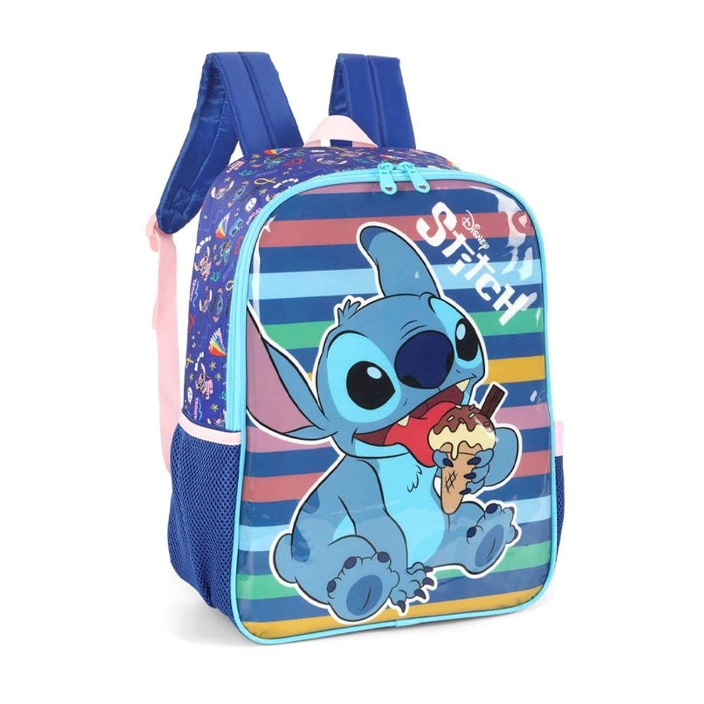 Mochila de Costas Escolar Disney Stitch Azul Luxcel