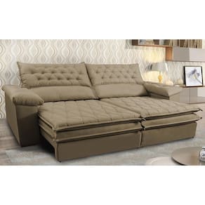 Sofá Retrátil E Reclinável Molas Ensacadas Cama Inbox Botonê 2,72m Espuma Viscoelástico Suede Castor