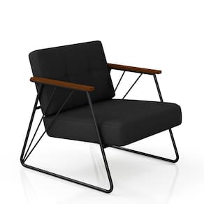Poltrona Estofada Columbia Estilo Industrial Preto/preto - M.a