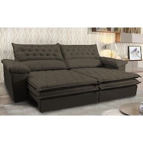 Sofá Retrátil E Reclinável Molas Ensacadas Cama Inbox Botonê 2,92m Espuma Viscoelástico Suede Café