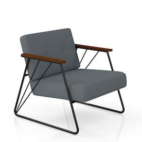 Poltrona Estofada Columbia Estilo Industrial Preto/cinza - M.a