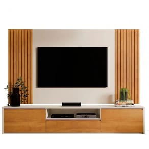 Conjunto De Painel Com Rack Vertex Para Tv De 65 Pol. Off White - Naturalle