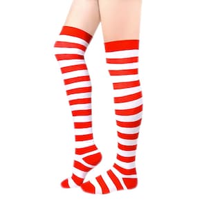 Meia Longa Listrada 7/8 - Duende Natal Fantasia Fada Elfo Cosplay Dança Carnaval Halloween