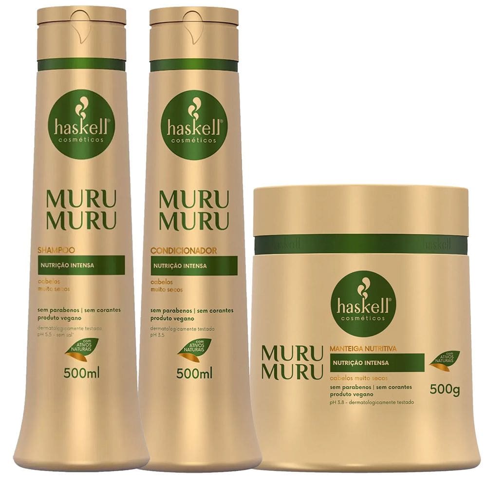 Kit Murumurú Haskell Shampoo+ Cond.+ Máscara- 500ml/ 500g