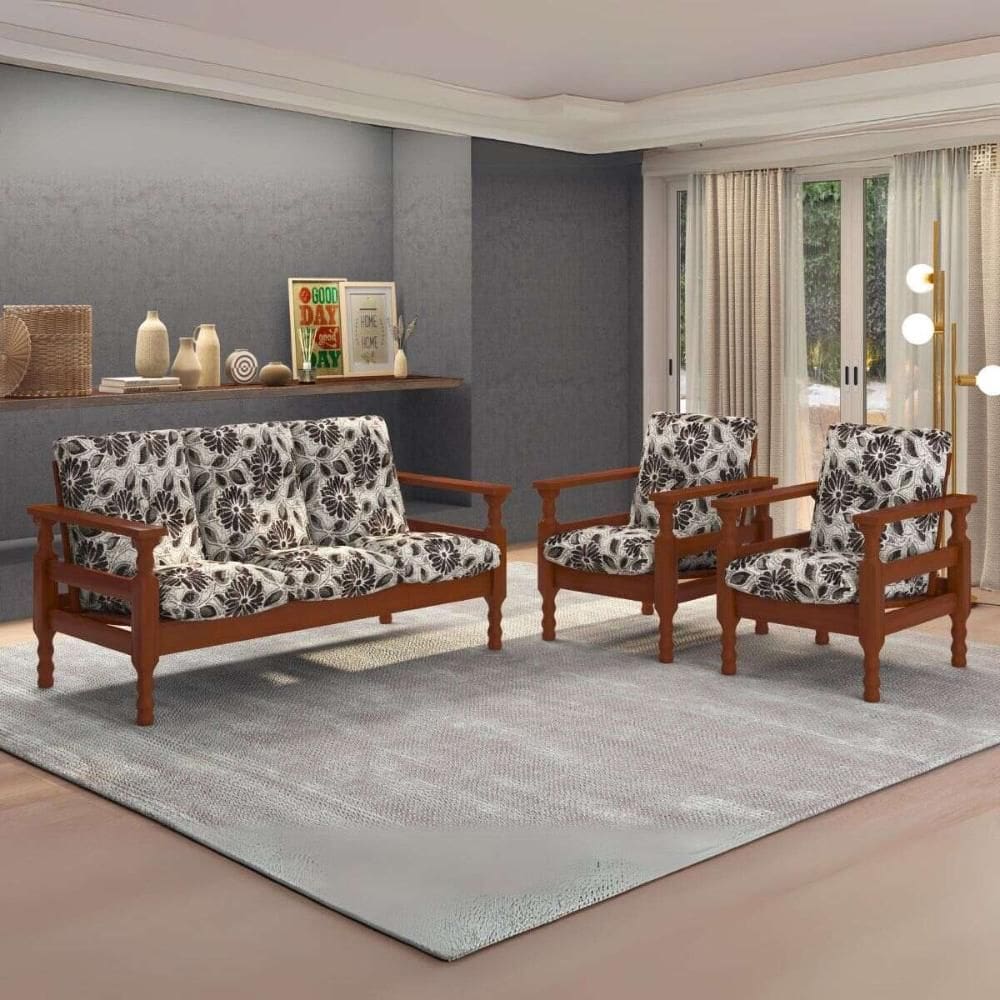 Jogo de Sofá Madeira Maciça Liz 3 Lugares e 2 Poltronas Multimóveis CR45274