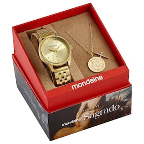 Relogio Mondaine Feminino Ref: 99748lpmkde1 Dourado Salmo 23