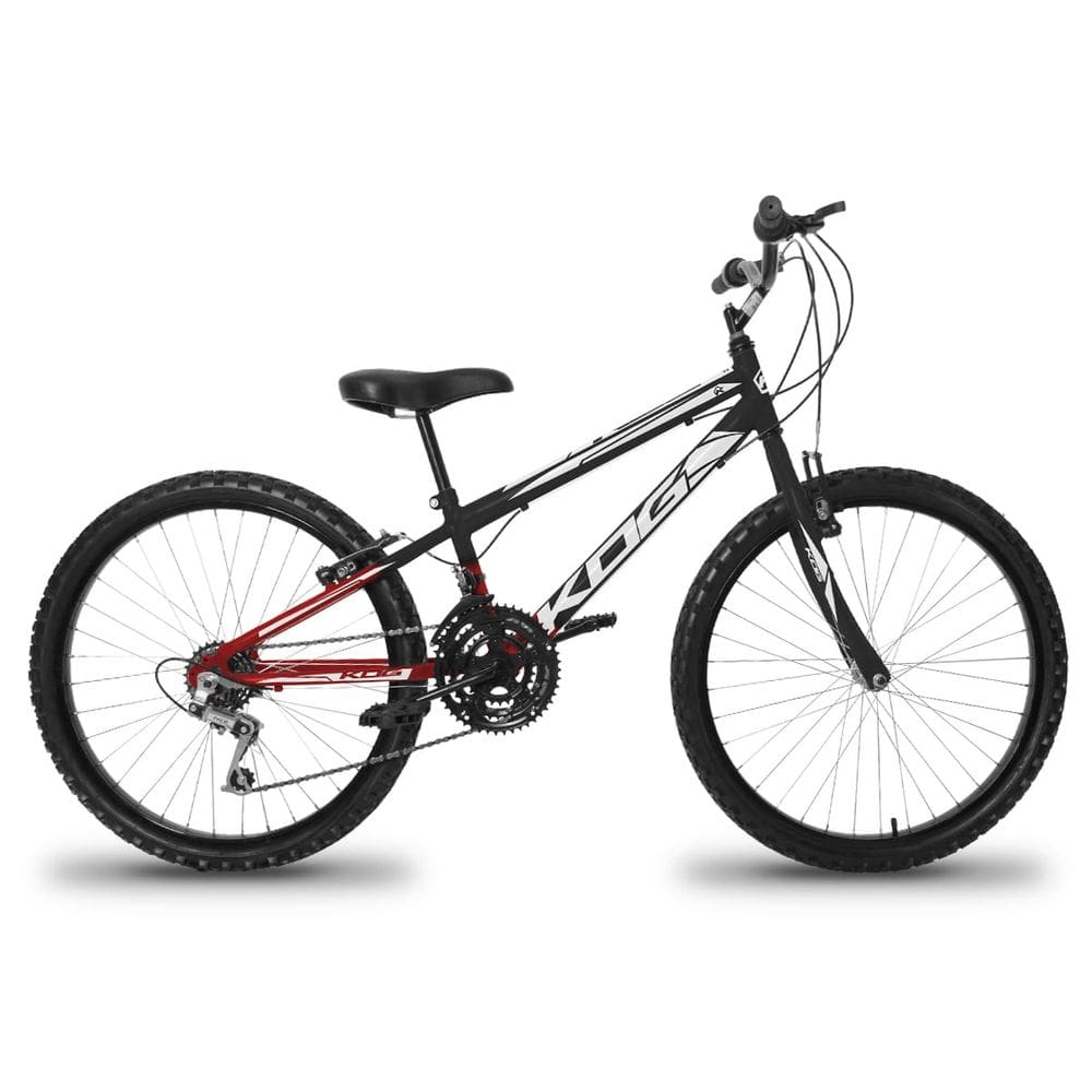 Bicicleta Aro 24 Infantil Infantil KOG Masculina 18 Velocidades 3x6 Marcha Para Meninos Vermelho Cereja Degrade Branco