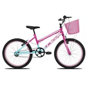 Bicicleta Infantil Feminina Aro 20 KOG com Cestinha Cor:Azul Degrade+Branco