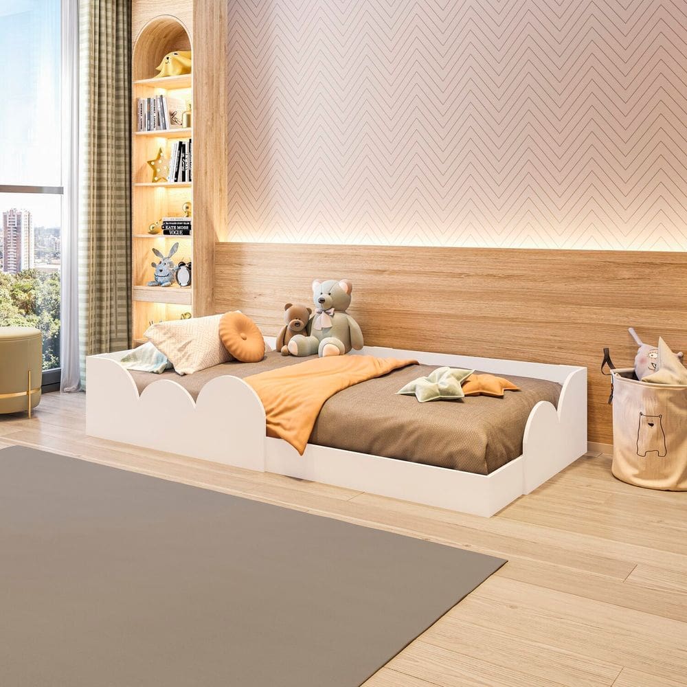 Cama Infantil Montessoriana Solteiro Cloud Branco
