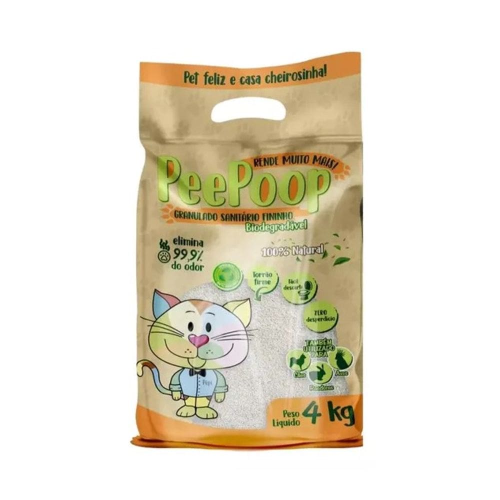 Areia Gato Granulo Fino Mandioca 4kg Fácil PeepoopChalesco