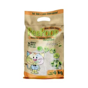 Areia Gato Granulo Fino Mandioca 4kg Fácil PeepoopChalesco
