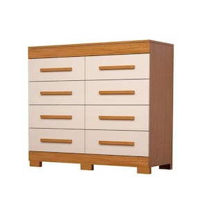 Cômoda 100% Mdf 8 Gavetas Nalu Acp Móveis Cinamomo/Off White