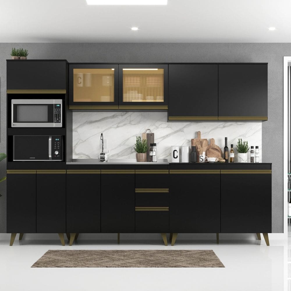 Cozinha Modulada Ema 5 Peças A:41,5 Xl 67 X P: 52 Preto