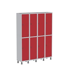 Roupeiro Aco Light 4v 08 Portas Gr304/8pri Cinza/Vermelho