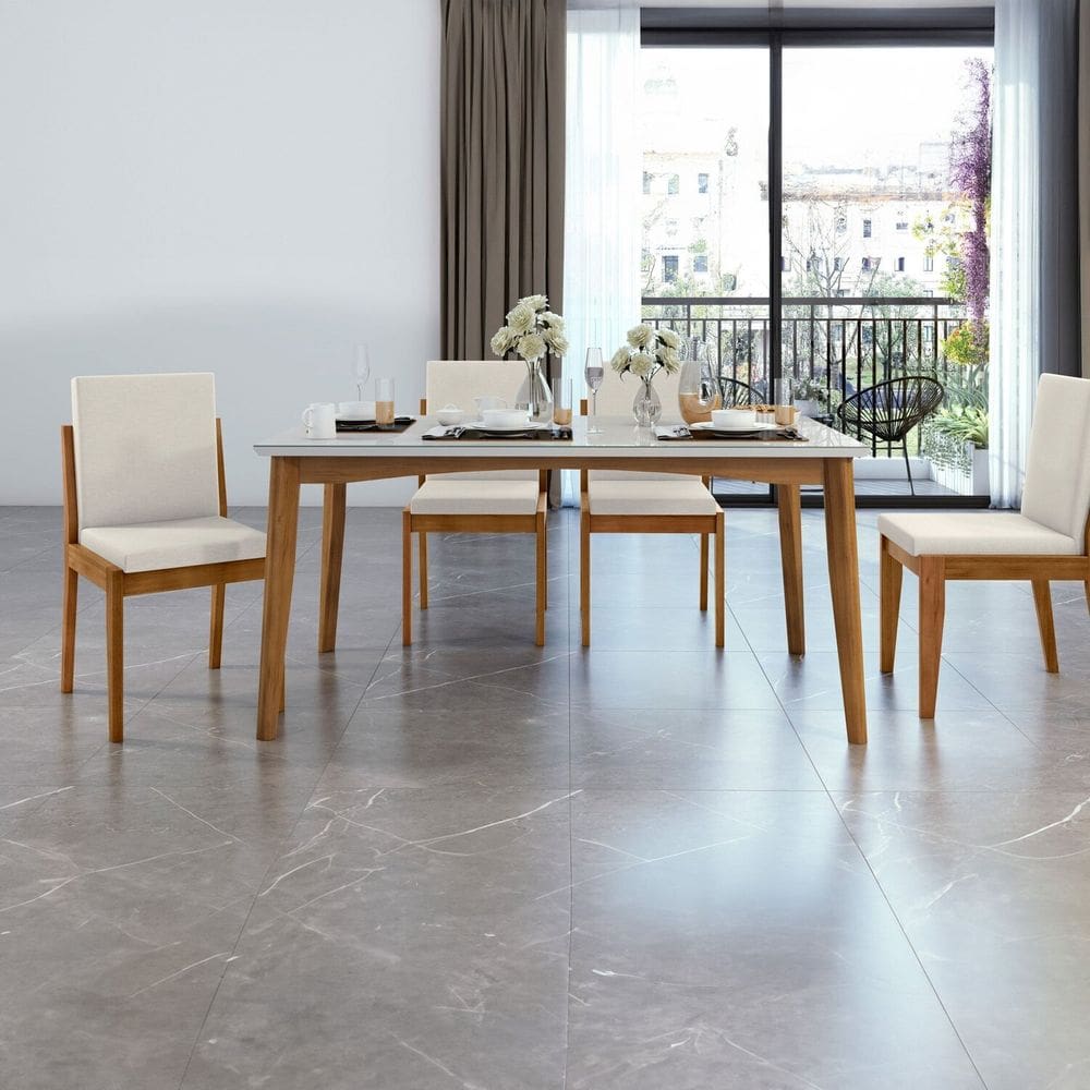 Conjunto Sala de Jantar Mesa Monalisa com 4 Cadeiras Lady Mel/Off White