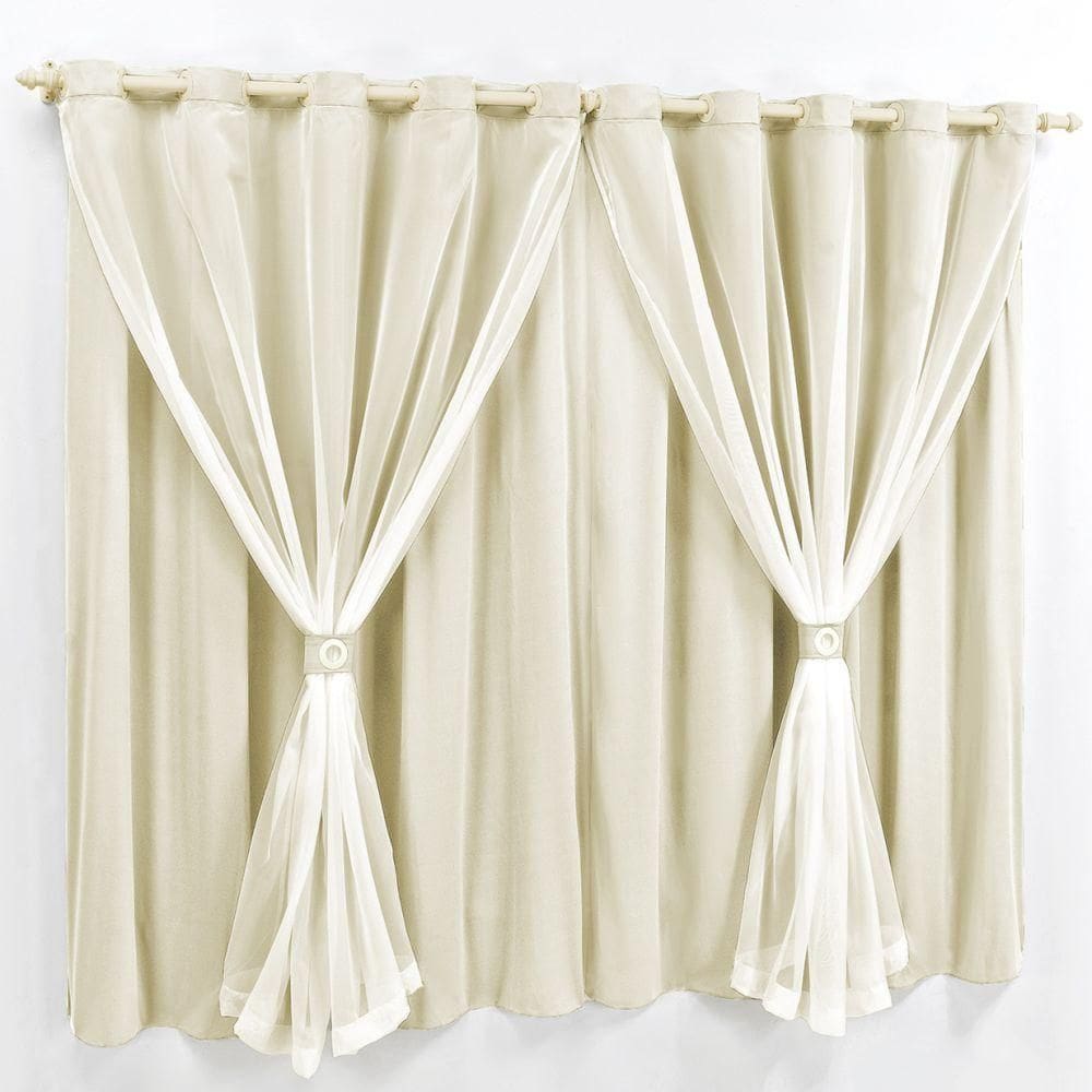 Cortina 2 Mts Sala Quarto Malha Com Voal Trilho Suisso Baratissima Palha