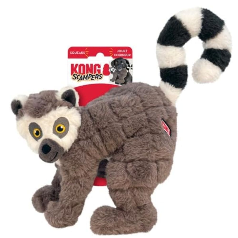 Brinquedo Pelúcia Kong Scampers com Squeaker Lêmure Para Cães Médio