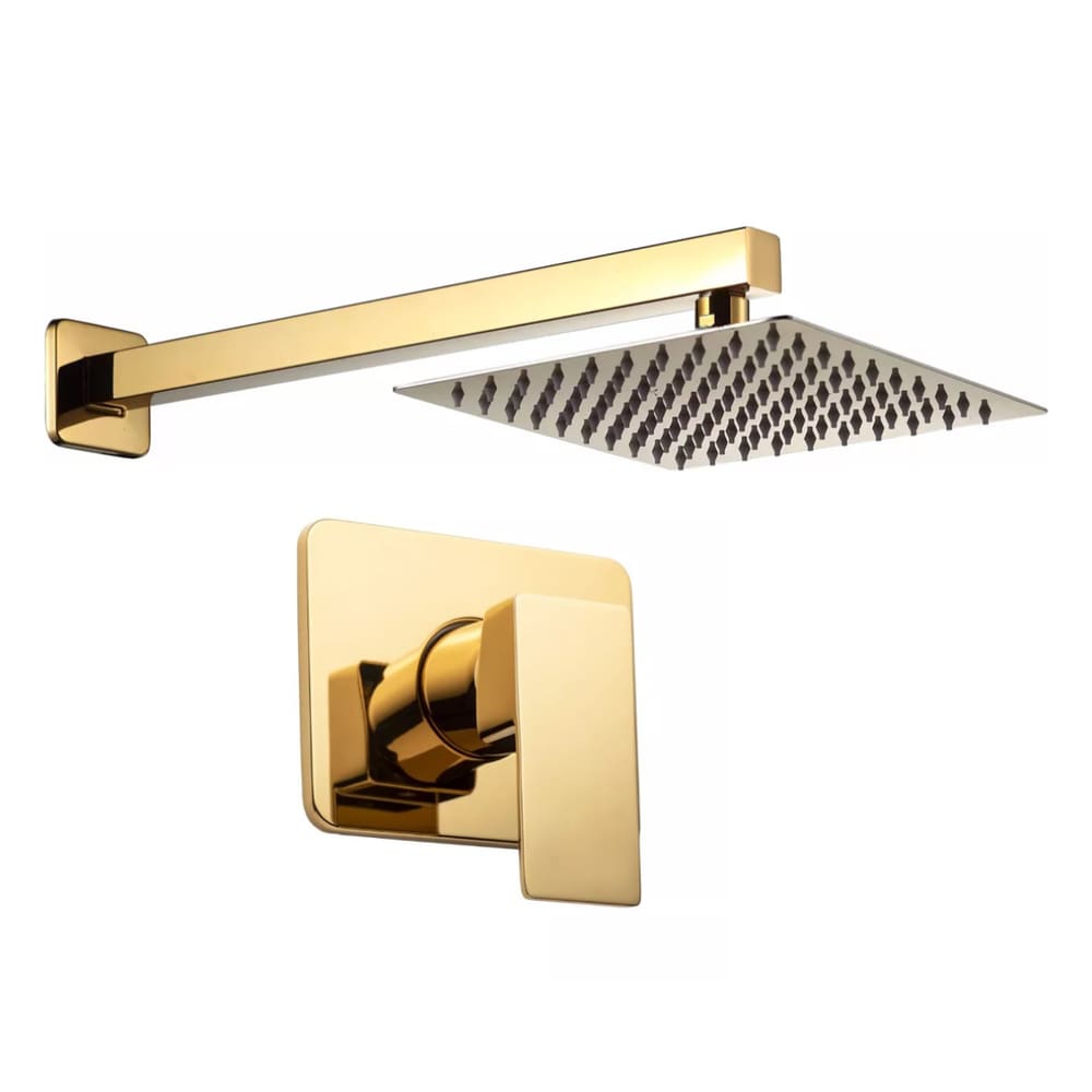 Kit Dourado Ducha Slim Gás+Acabamento Monocomando Base Docol