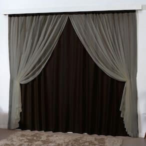 Cortina Mirage 4 Mts Sala Quarto Blackout Voal Trilho Suisso - Tabaco
