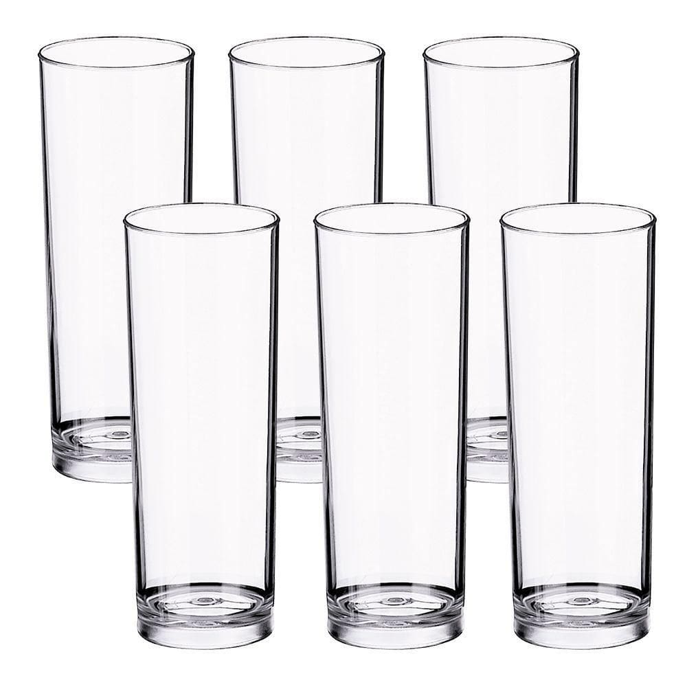 Jogo De Copos 6 Peças Long Drink Plástico Festas Eventos Top Cor:transparente