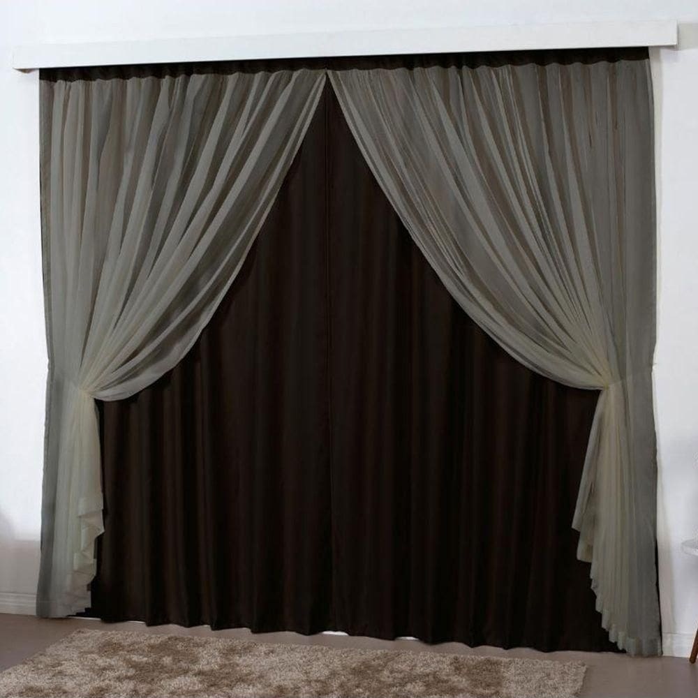 Cortina Mirage 2 Mts Sala Quarto Blackout Voal Trilho Comum - Tabaco