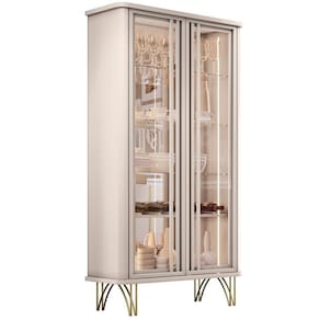 Cristaleira De Jantar Bar Adega Led 02 Portas Síria B01 Off White