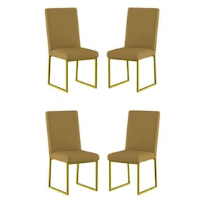 Kit 4 Cadeiras Para Mesa De Jantar Base Industrial Dourado Balaqui Capuccino
