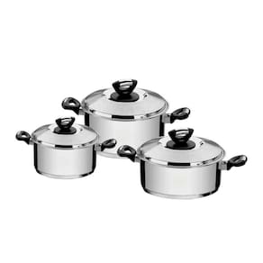 Jogo De Panelas Solar Baquelite Em Aço Inox Com Fundo Triplo E Cabos E Alças De Baquelite
