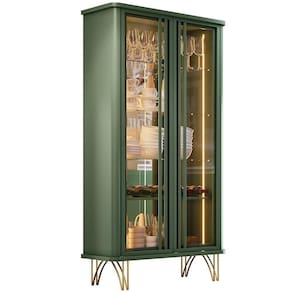Cristaleira De Jantar Bar Adega Led 02 Portas Síria B01 Verde Pistache