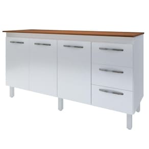 Balcão Com Tampo Emily 160 Cm Branco Savana Moblis