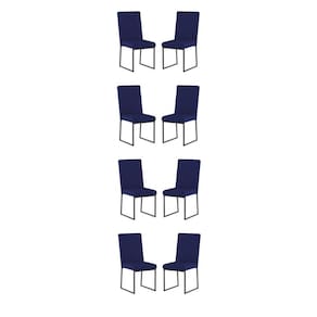 Kit 8 Cadeiras Para Mesa De Jantar Base Industrial Preto Balaqui Azul Marinho