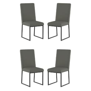 Kit 4 Cadeiras De Jantar Com Base Ferro Preto Luxo Balaqui Cor:cinza Cinza