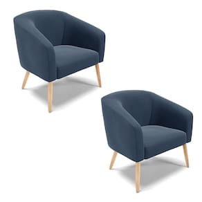 Cadeira Sala De Jantar Pé Palito Natural Kit 2 Stella Suede D03 - D\`rossi Cor Azul Marinho