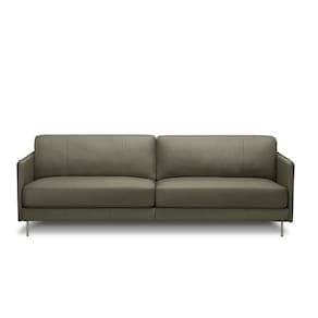Sofá Decorativo Anthony 3 Lugares Sala De Estar 240cm Pés Em Aço Couro Fendi G88 - Gran Belo