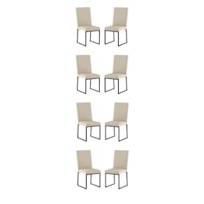 Kit 8 Cadeiras De Jantar Com Base Ferro Preto Luxo Balaqui Cor:bege Bege