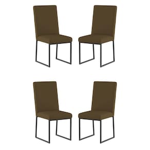Kit 4 Cadeiras De Jantar Com Base Ferro Preto Luxo Balaqui Cor:marrom Marrom