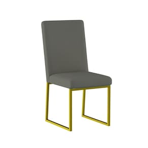 Cadeira De Jantar Com Base Ferro Dourado Luxo Balaqui Decor Cor:cinza Cinza