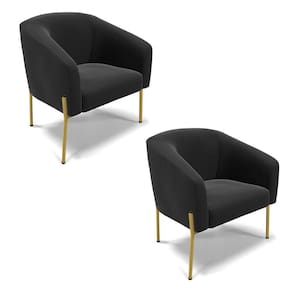 Cadeira Sala De Jantar Pé De Ferro Dourado Kit 2 Stella Suede D03 - D\`rossi Cor Preto