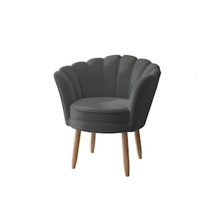 Poltrona Pé Palito Flor Sala, Quarto Mesa Maquiagem Cor:cinza Cinza