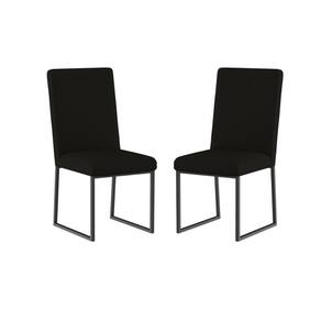 Kit 2 Cadeiras De Jantar Com Base Ferro Preto Luxo Balaqui Cor:preto Preto