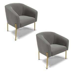 Cadeira Sala De Jantar Pé De Ferro Dourado Kit 2 Stella Suede D03 - D\`rossi Cor Grafite