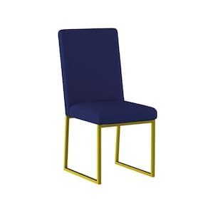 Cadeira De Jantar Com Base Ferro Dourado Luxo Balaqui Decor Cor:azul Marinho Azul Marinho