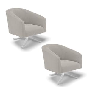 Cadeira Sala De Jantar Giratória Cromada Kit 2 Stella Bouclê D03 - D\`rossi Cor Cinza