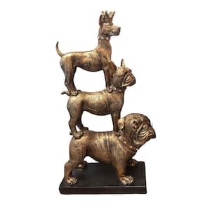 Escultura Cachorro Bronze Resina 34x20x9,5cm Inverno Verão