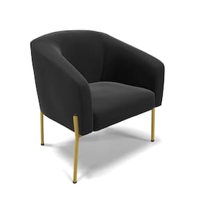 Cadeira Sala De Jantar Pé De Ferro Dourado Stella Suede D03 - D\`rossi Cor Preto