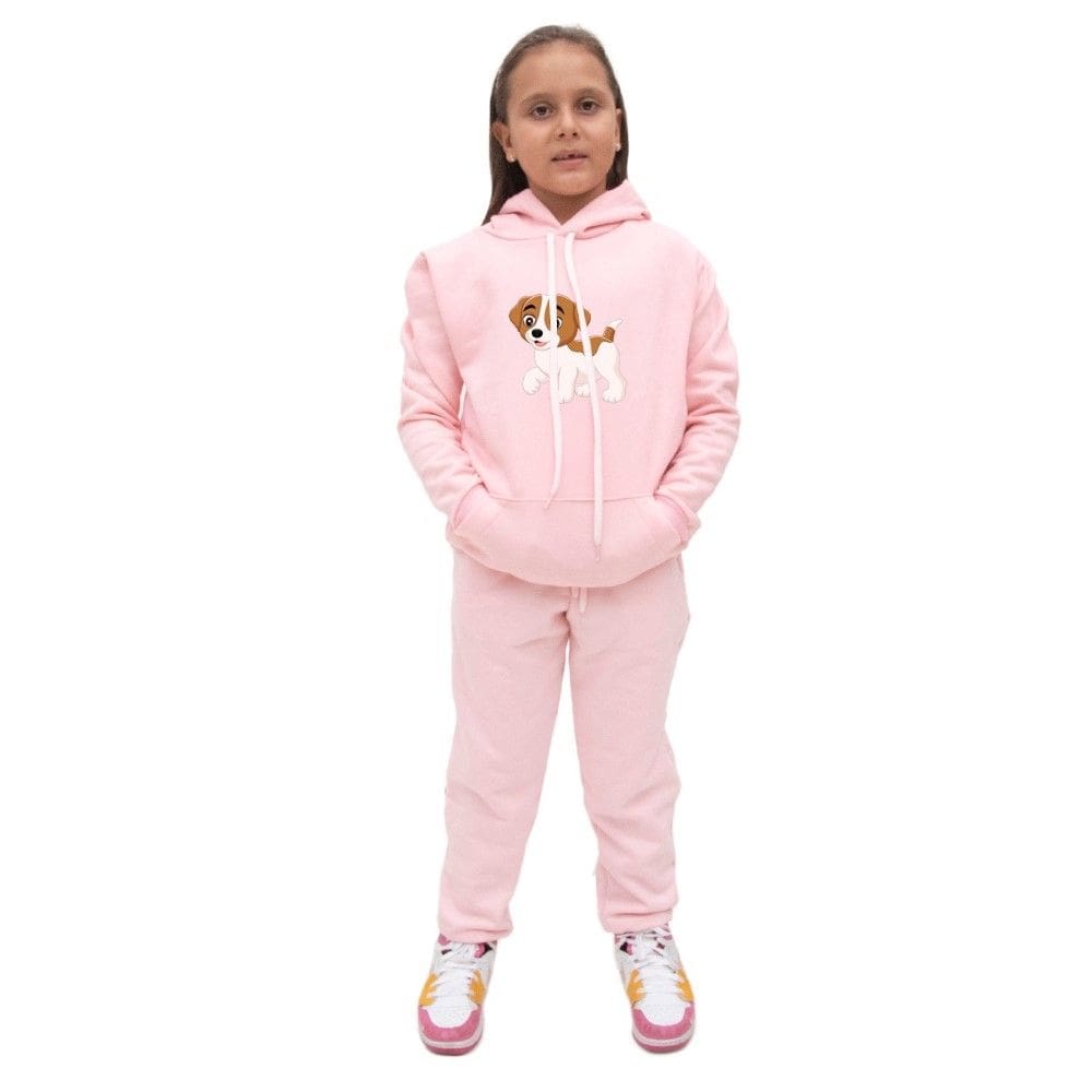 Conjunto de Frio Menina Infantil Blusa Canguru Moletom e Calça Lisa Confortavel Basica Creche