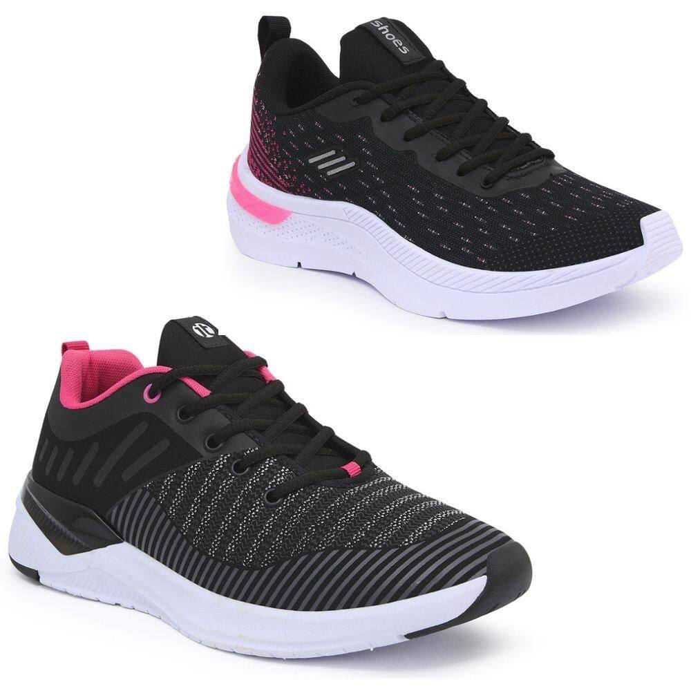 Tênis Feminino Fitness Esportivo Caminhada Confortável Kit 2 - 36 - Preto
