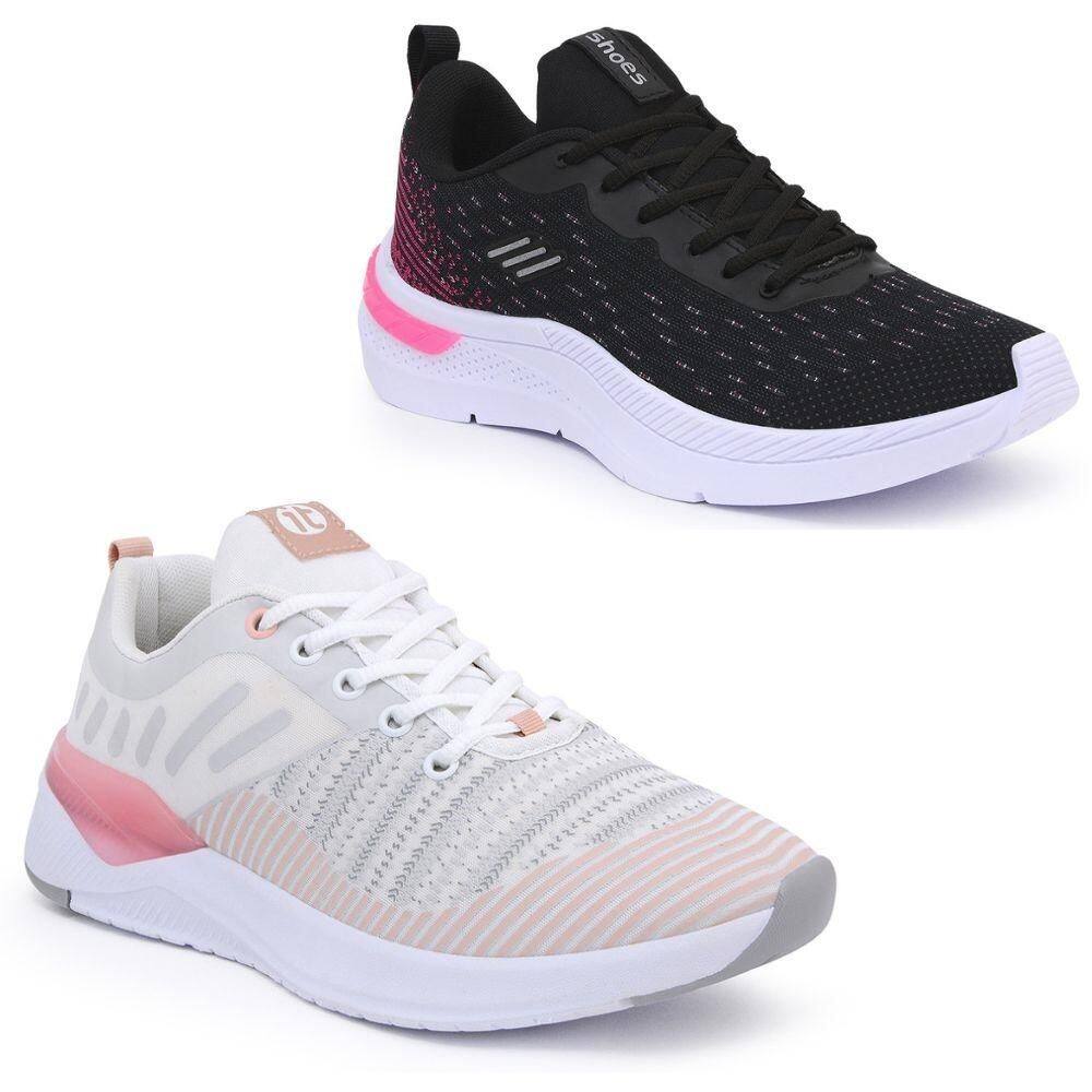 Tênis Feminino Fitness Esportivo Caminhada Confortável Kit 2 - 36 - Bege