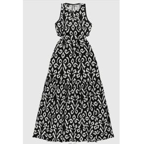 Vestido longo estampado com bolso lateral em viscose Enfim