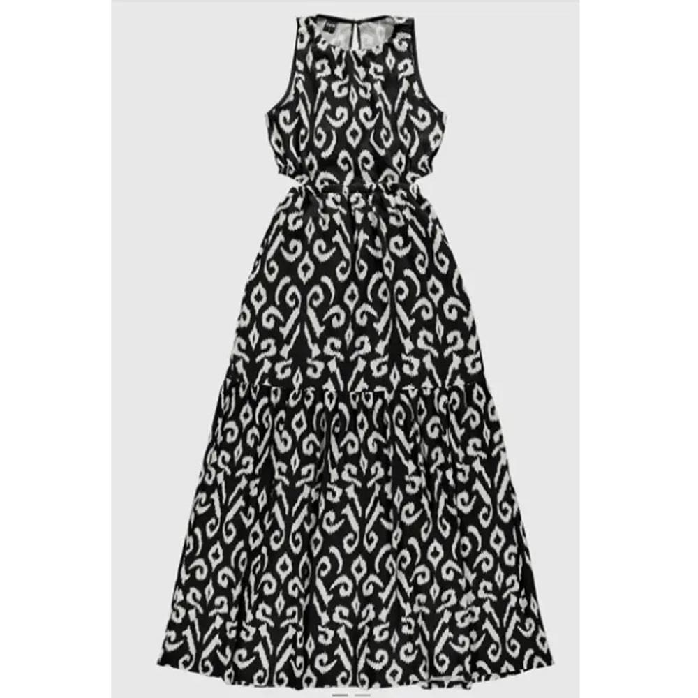 Vestido longo estampado com bolso lateral em viscose Enfim